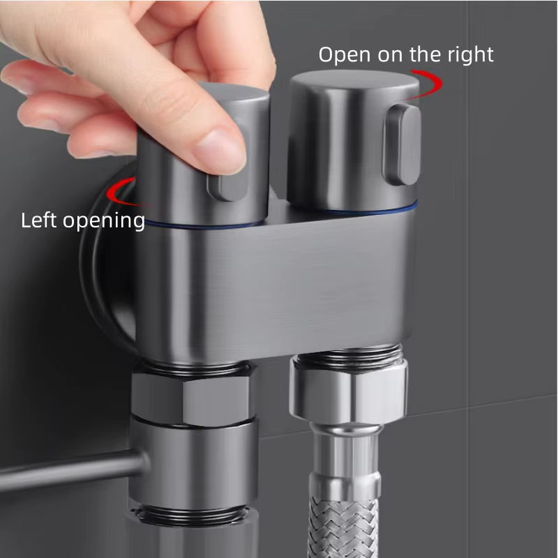 Handheld Bidet Sprayer Set für das WC mit Eckventil in Schwarz und Silber - Bild 3