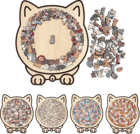SHNGki Morandi Color Katzenförmiges Holzpuzzle, 135 Teile