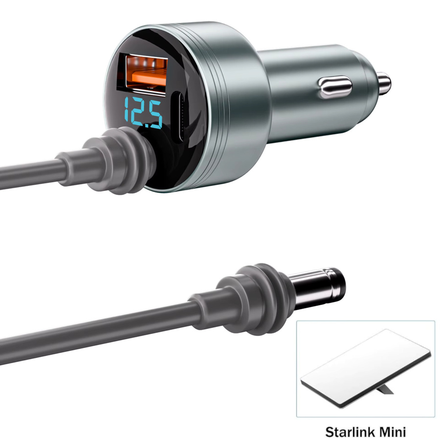 FLYERMIF 3-in-1 Autoladegerät-Adapter für Starlink Mini mit DC 5521 und USB-C QC 3.0 sowie PD-Schnellladung inklusive 16 AWG DC-Kabel - Bild 5