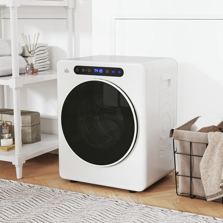 HOMCOM Mini Ablufttrockner Weiß, 4 kg Wäschetrockner mit Desinfektion, 6 Programmen, 1000W, Touch-Screen, 3 Temperaturen und Timer, Freistehend - Bild 2