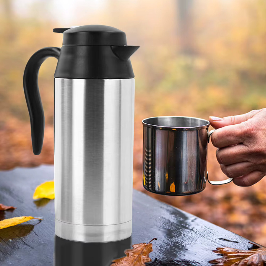 ATUOTIN Elektrischer Wasserkocher aus Edelstahl für Auto und Lkw, 12V/24V Reise-Warmwasserbereiter für Tee und Kaffee, Farbe: Silber, Volumen: 300-750 ml - Bild 3