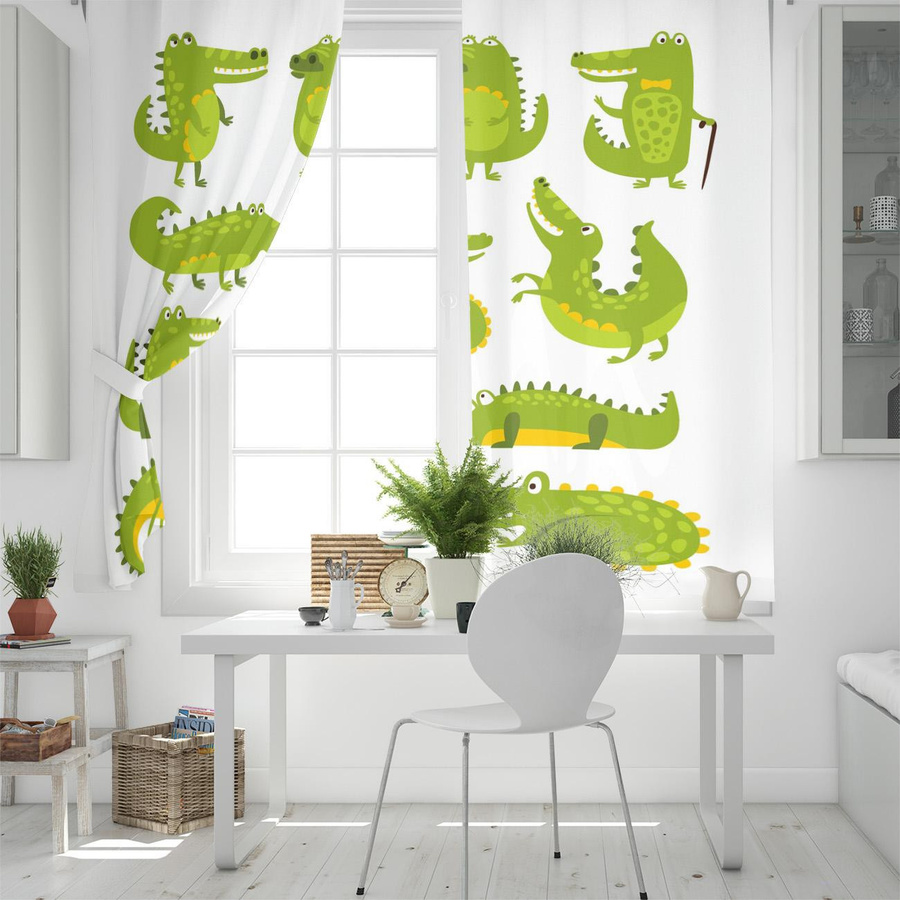 Binchi Outdoor Equipment Krokodil Cartoon Vorhangpaneel für Kinder, Grün, Breite: 135 cm, Höhe: 60 cm - Bild 1