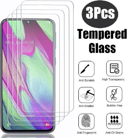 3er-Set Displayschutzfolie aus gehärtetem Glas für Samsung Galaxy A50 A55 A54 A52 A71 A72 A73 A70 A81 A03 A12 A13 A15 A22 A23 A32 A33 A34 in Transparent - Bild 1