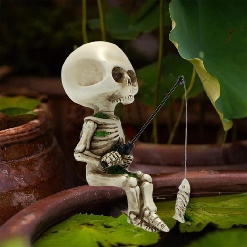Chenxiaogang Skelett-Angelsitter-Statue aus Kunstharz in Weiß zur Dekoration für Haus und Garten - Bild 6