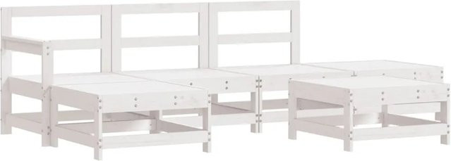vidaXL 6-teiliges Garten-Lounge-Set aus Massivholz Kiefer in Weiß mit L-Form und rustikaler Optik - Bild 1