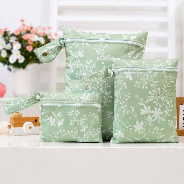 Elinfant 3er-Set Mehrzweck-Wickeltaschen in Grün mit großer Kapazität und Nass-Trocken-Trennung - Bild 1