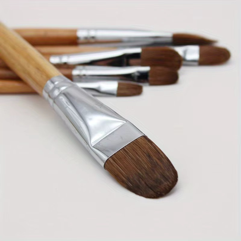 Jowoart 6er Set Aquarellpinsel mit Wieselhaar und langer Stange für Gouache und Malerei in Braun - Bild 2