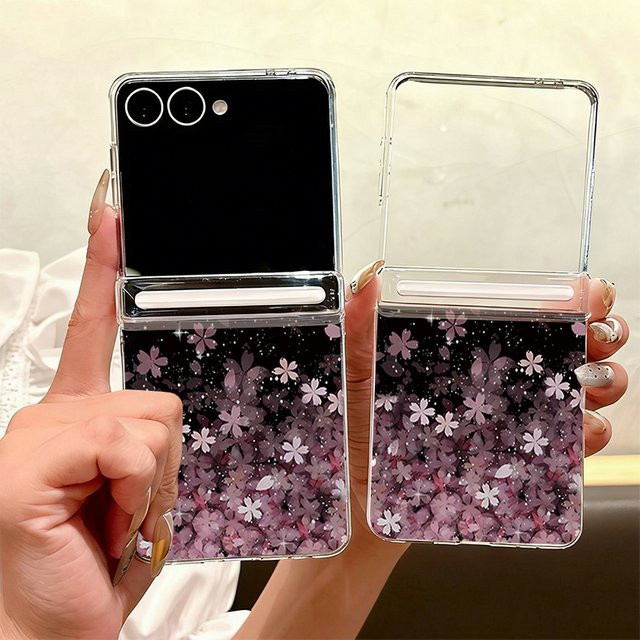Magnetische Adsorptions-Handyhülle mit Blumenmuster für Samsung Galaxy Z Flip6 und Z Flip5 in Multicolour und Transparent - Bild 1