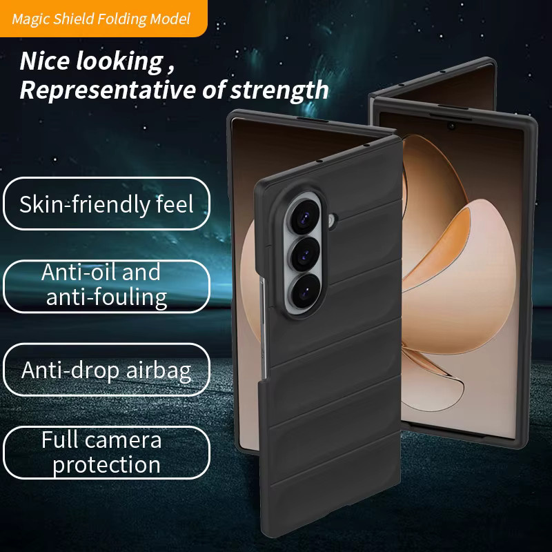 Robuste Silikon Handyhülle mit Anti-Sturz-Schutz für Samsung Galaxy Z Fold (Modelle 3 bis 8) in Schwarz oder Grau - Bild 2