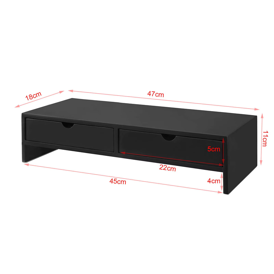 SoBuy BBF02 Monitorständer mit 2 Schubladen in Weiss, B/T/H: 47 x 11 x 18 cm - Bild 2