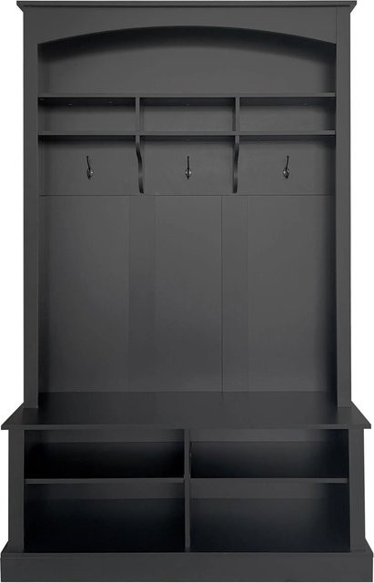 okwish Garderoben Set mit Bank und Schuhablage in Schwarz, modern Hall Tree für Flur und Eingangsbereich, B/T/H: 120 x 40 x 190 cm - Bild 1