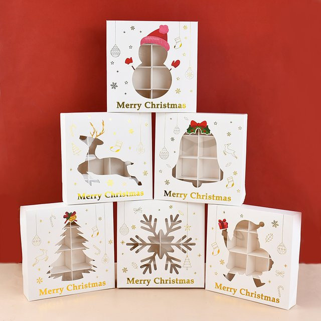 ZQCXLD Weihnachts-Süßigkeitsschachteln mit geometrischem Design für Kekse und Geschenke - Bild 1