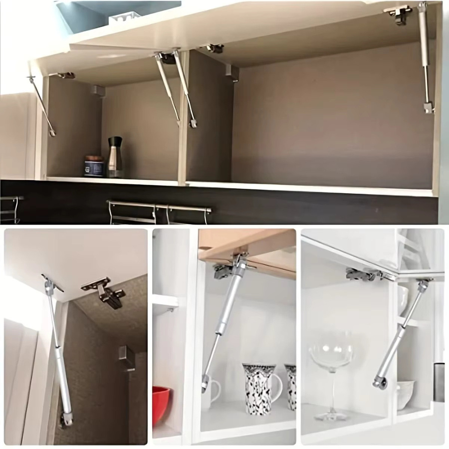 Pneumatisches Schrankscharnier 100N in Silber als Hydraulikstange und Teleskoppuffer für Up-Flip Türen - Bild 2