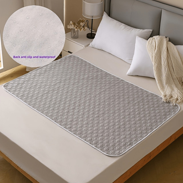 DUTRIEUX Bettschutzpolster wasserdicht und waschbar, auslaufsichere Abdeckung für die Menstruationspflege, Grau, B/T: 90 x 70 cm - Bild 1
