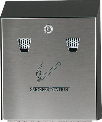 Rubbermaid Smokers Station Außenbereich, abschließbare Aschenbecher Station aus feuerverzinktem Stahl, Silber, B 25,4 cm x T 7,6 cm x H 31,7 cm, 3,1 l - Bild 1