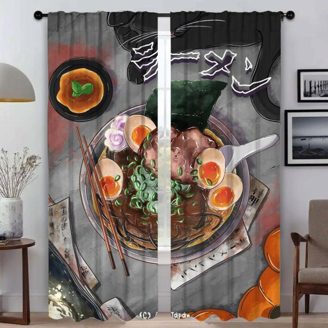 Halloween-Fenstervorhang mit digitalen Illustrationen für Schlafzimmer und Innenräume, 2er-Set, Mehrfarbig, Breite: 50 cm, Höhe: 70 cm - Bild 1