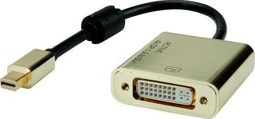 Roline Mini DisplayPort auf DVI-D Adapterkabel in Schwarz/Gold - Bild 1