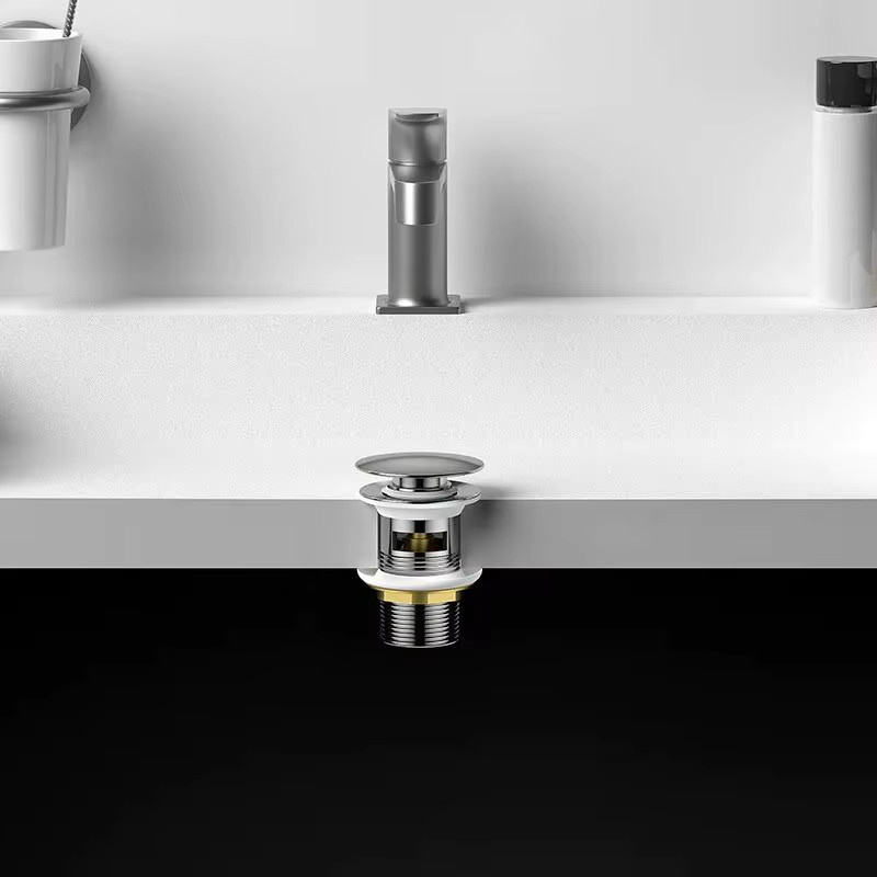Waschbecken-Abflussventil aus Messing mit Push-Open-Funktion in Kupfer und Silber - Bild 3