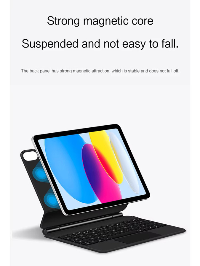 AJIUYU Magic Keyboard Hülle mit Hintergrundbeleuchtung für iPad 11. Generation 11 Zoll und iPad 10. Generation 10,9 Zoll, Smart Keyboard Folio mit Scissor-Tasten, Schwarz - Bild 3