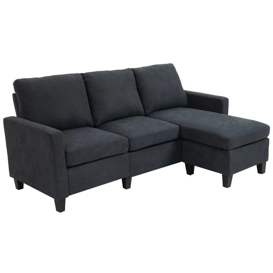 HOMCOM Ecksofa in L-Form mit wendbarer Chaiselongue aus Stoff in Dunkelgrau - Bild 2