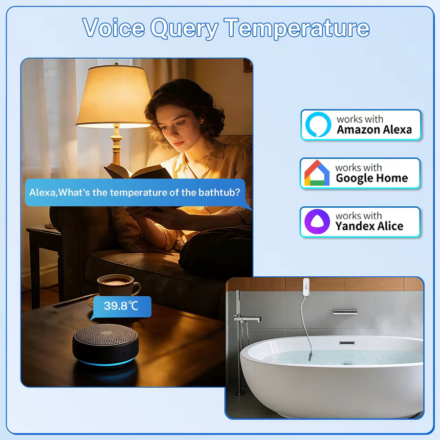 RightSitu Tuya Smart WiFi Zigbee Temperatur- und Feuchtigkeitssensor mit externer Sonde, digitales Hygrometer-Thermometer in Weiß, kompatibel mit Alexa und Google - Bild 4