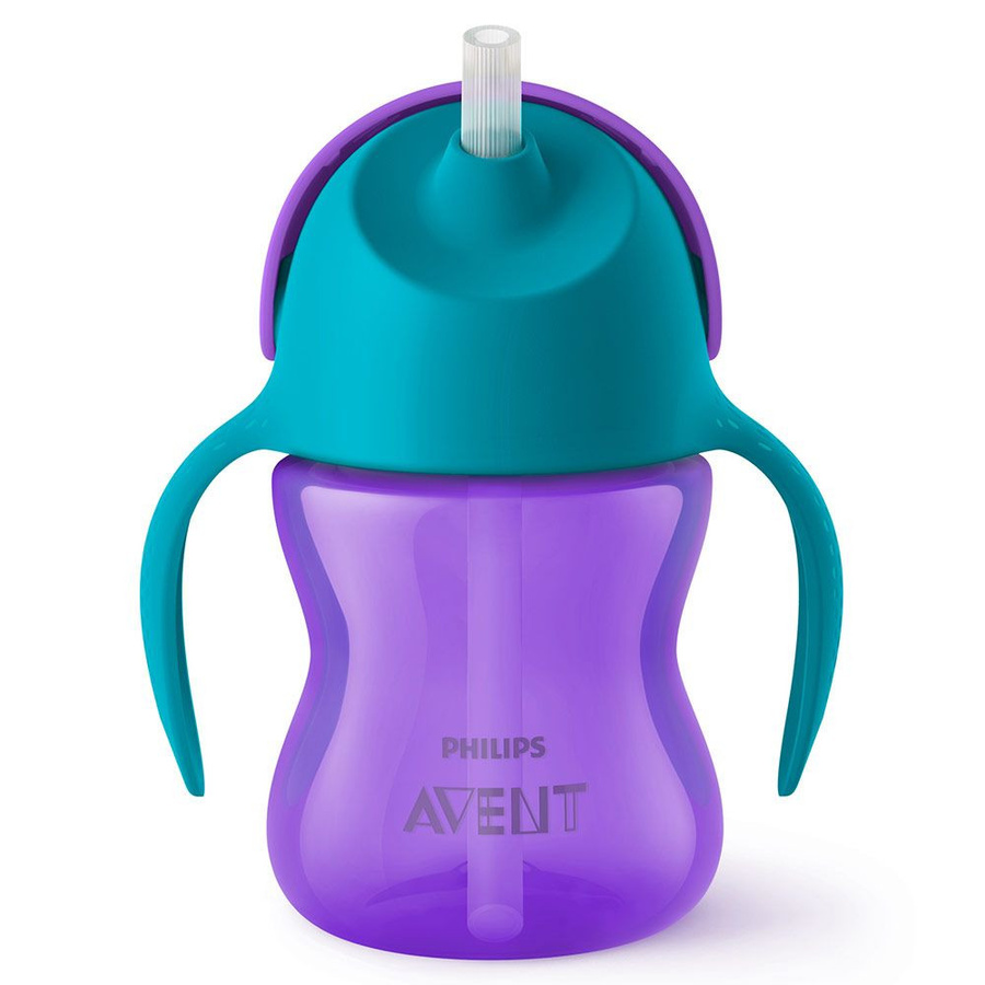 Philips Avent Trinklernbecher mit Strohhalm und Griffen, Lila, 200 ml - Bild 1