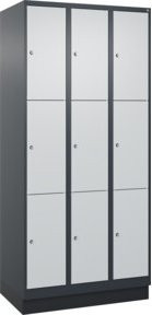 C+P Schließfachschrank Classic PLUS mit Sockel, 3 Abteile, Stahl, Farbe: Anthrazit/Grau/Schwarz, B/T/H: 90 x 50 x 195 cm - Bild 1