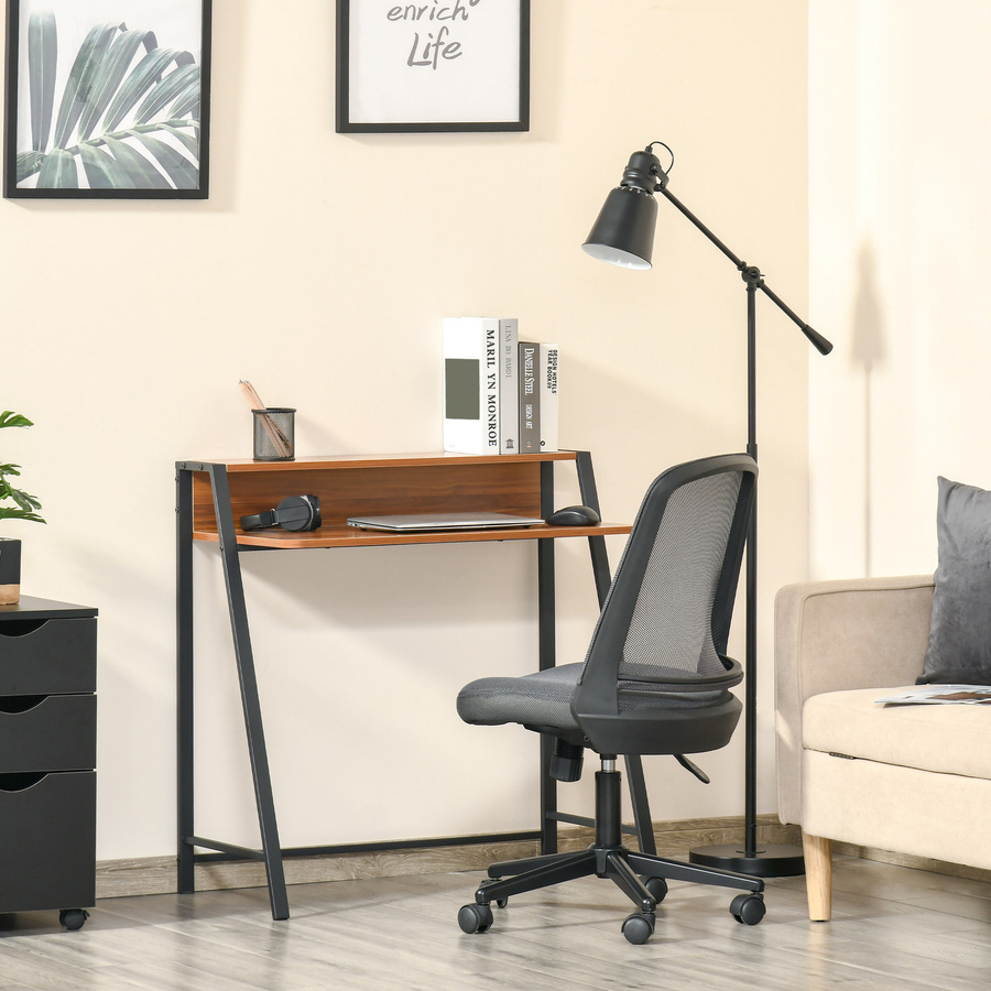 HOMCOM Schreibtisch in Walnuss und Schwarz mit Kabeldurchlass für Büro und Arbeitszimmer, B/T/H: 84 x 45 x 85 cm - Bild 2