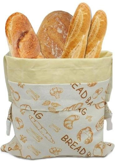 Wiederverwendbare Bienenwachs-Brotbeutel von Vanta aus Baumwolle in Braun und Beige, ideal für Kühlschrank und Gefrierschrank - Bild 1