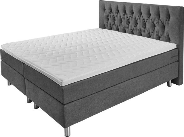 VEGA Boxspringbett Premium mit Chesterfield Rückenteil in Anthrazit, B/L/H: 200 x 200 x 69 cm - Bild 1