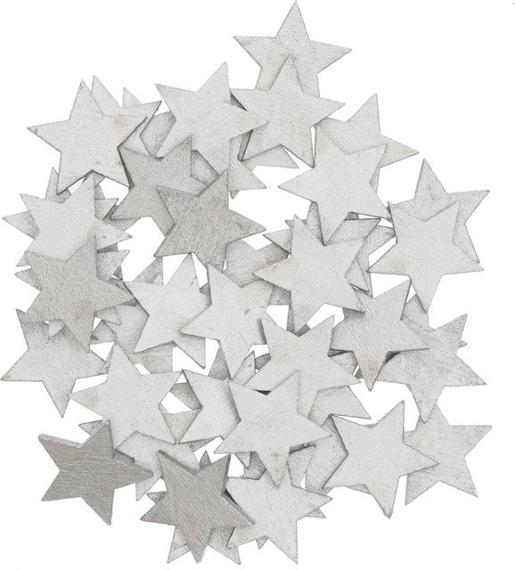 Rico Design Holzstreu Sterne in Silber für das Weihnachtsfest, 48 Stück, Größe: 2 x 1,9 cm - Bild 1