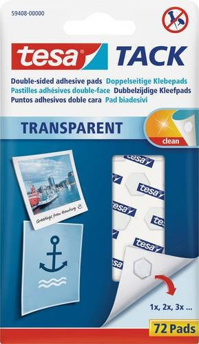 tesa TACK doppelseitige Klebepads transparent, 72 Stück - Bild 1