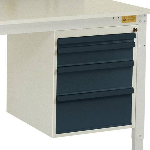Manuflex LZ4763.7016 ESD-Gehäuse-Unterbau in Anthrazit und Weiß mit 4 Schubfächern, Nutzhöhe: 50 cm, für Tischtiefe: 100 cm - Bild 1