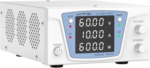WANPTEK DC-Netzteil variabel mit 4-stelliger LED-Anzeige, 60V 10A, Weiß, UK Plug - Bild 1