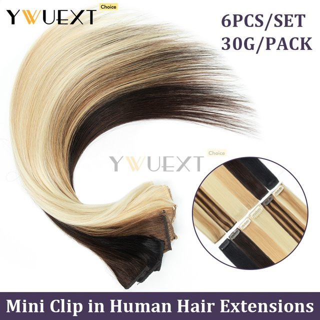 SPIKFN Clip-in-Echthaarteile, gerade, 30,5 cm, 6 Stück Set, 30 g, Damen - Bild 1
