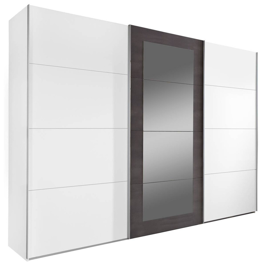 Schwebetürenschrank Minden von Poco in Weiß und Anthrazit mit Spiegeltüren, B/H/T: 270 x 210 x 65 cm - Bild 2