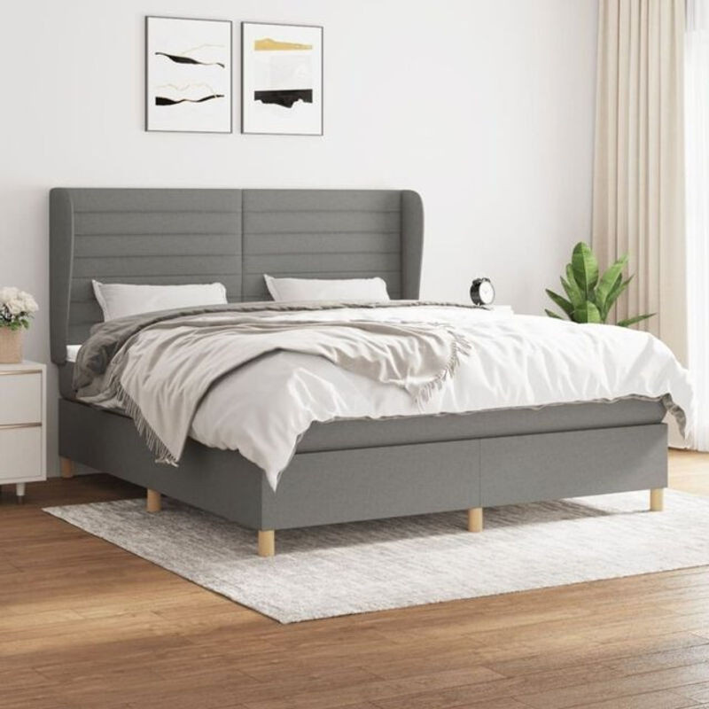 Vidaxl Boxspringbett mit Matratze aus Stoff in Anthrazit und Grau, B/T/H: 160 x 200 x 118 cm - Bild 1