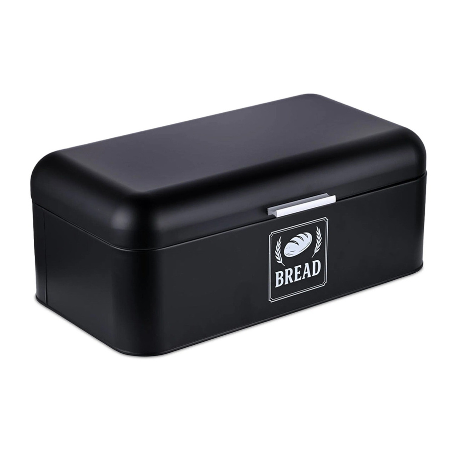 Relaxdays Brotkasten aus Eisen mit Deckel und Griff, Schwarz, B: 42 cm, T: 24 cm, H: 17 cm - Bild 2