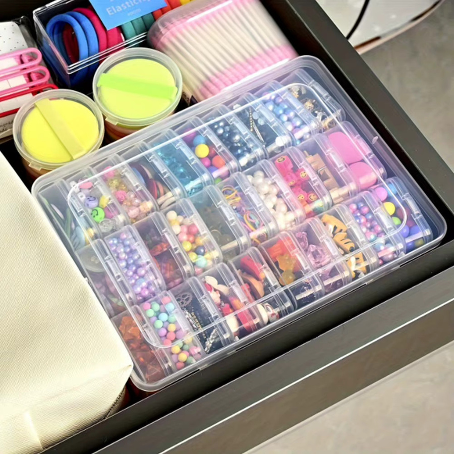 30er Set transparente Perlen-Aufbewahrungsboxen aus Kunststoff mit Deckel für Schmuck, Bastelzubehör und Kleinteile - Bild 4