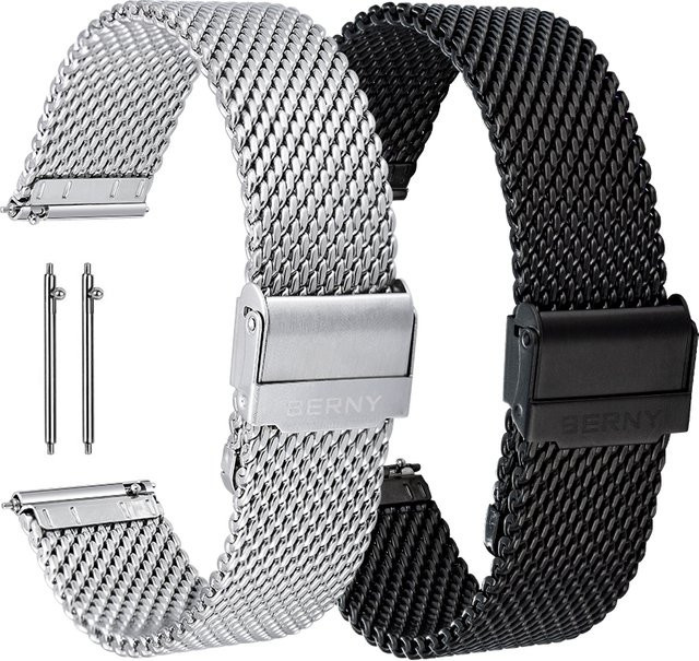 BERNY Uhrenarmband Edelstahl, Mesh, Silber, Unisex, 18/20/22/24 mm - Bild 1