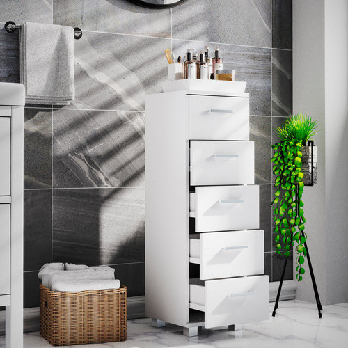 VCM Schubladenschrank Zalo M in Weiss, B/T/H: 30 x 30 x 94 cm - Bild 2