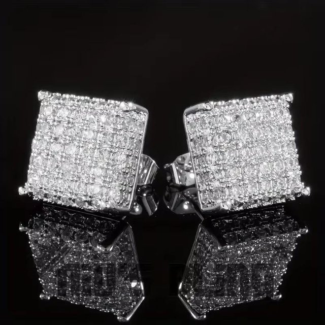 YIRAN Jewelry Ohrstecker, quadratisch, Mikro-Pavé CZ, Damen - Bild 1