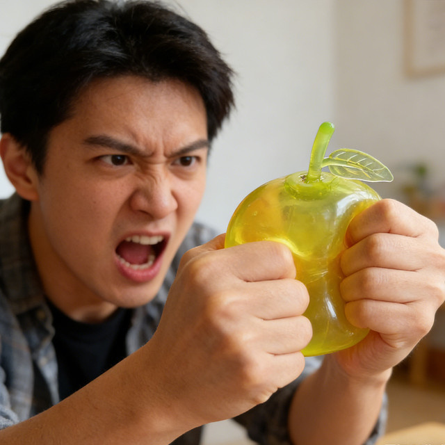 Grüner Apfel Squishy, transparent, Fidget-Spielzeug - Bild 1