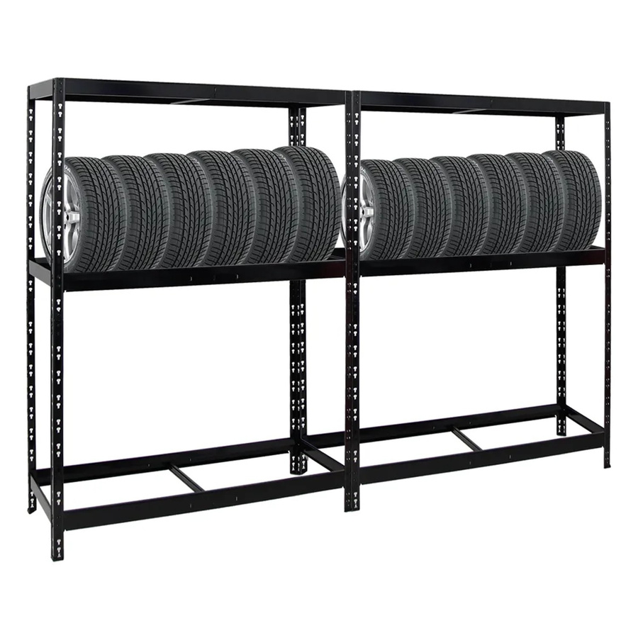 PROREGAL Reifenregal Tiger 2er Set mit Fachboden, Schwarz, H x B x T: 180 x 130 x 50 cm - Bild 2