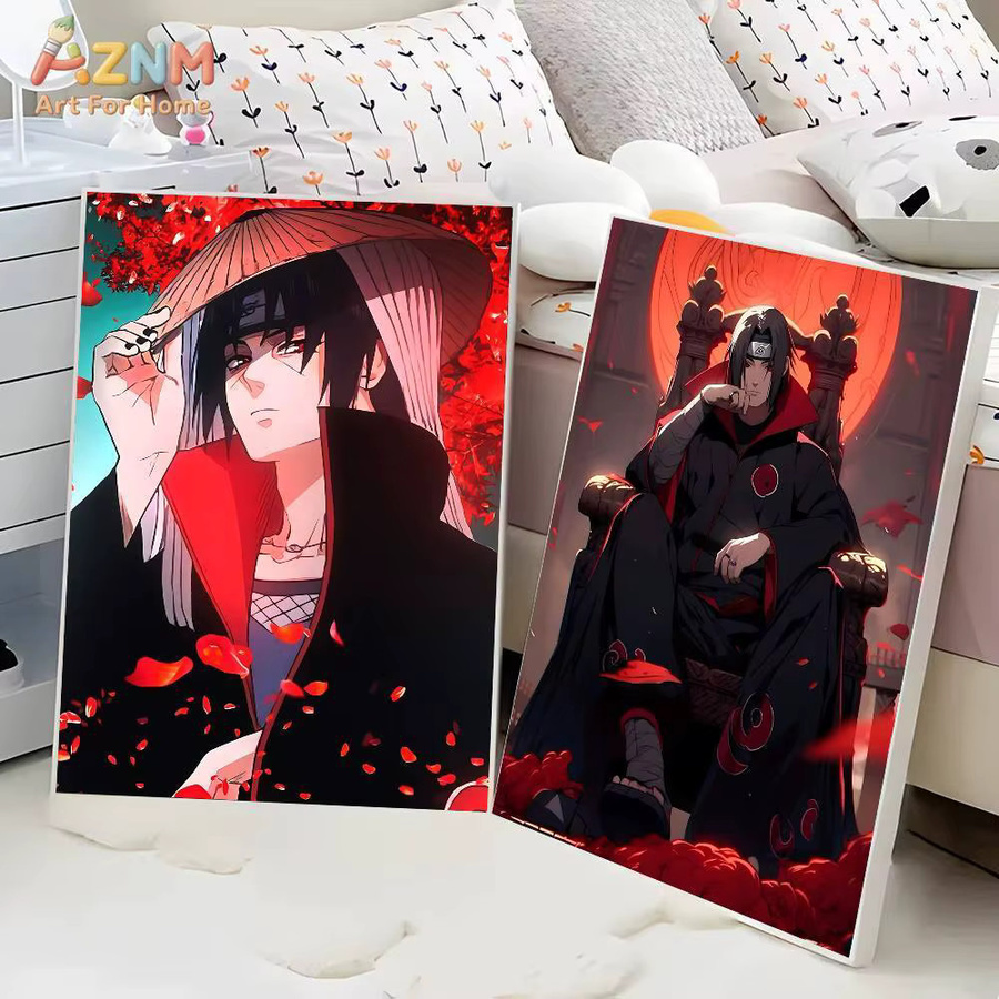 Kayou Naruto Uchiha Itachi Sharingan und Crow Anime-Leinwandgemälde, Wandkunst Poster in Mehrfarbig - Bild 4