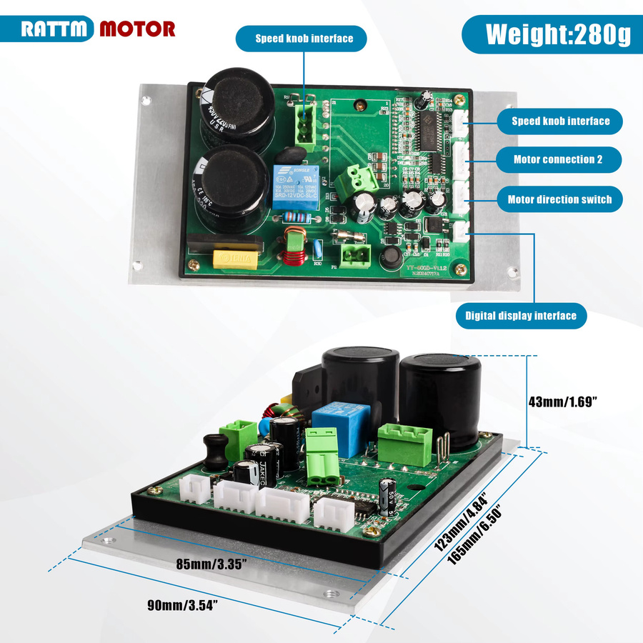 RATTMMOTOR Bürstenloser DC Spindelmotor mit Control Board und Kabel für CD-210V MX-210V WM-210V Maschinen, 850W bis 1100W - Bild 3