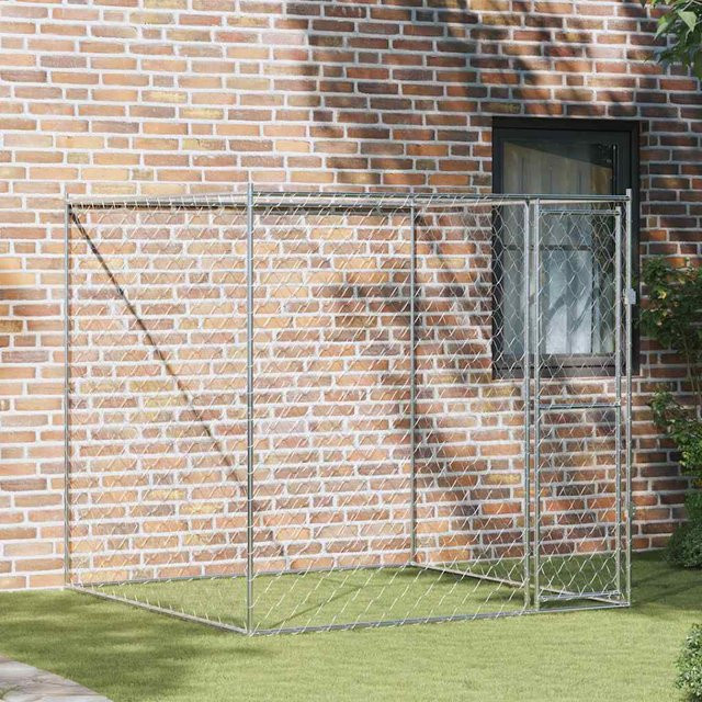 Hundezwinger Yiwydaa aus verzinktem Stahl in Silber, wetterfest, B/T/H: 200 x 200 x 200 cm - Bild 1