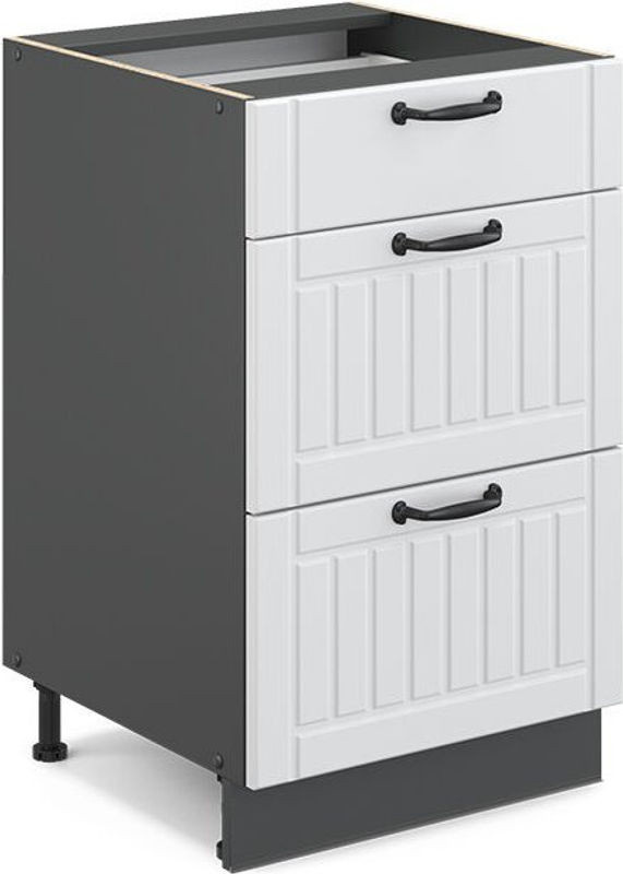 Vicco Küchenunterschrank Fame-line Landhaus Weiß Anthrazit Breite: 50 cm, Höhe: 82 cm, Tiefe: 51,6 cm - Bild 1