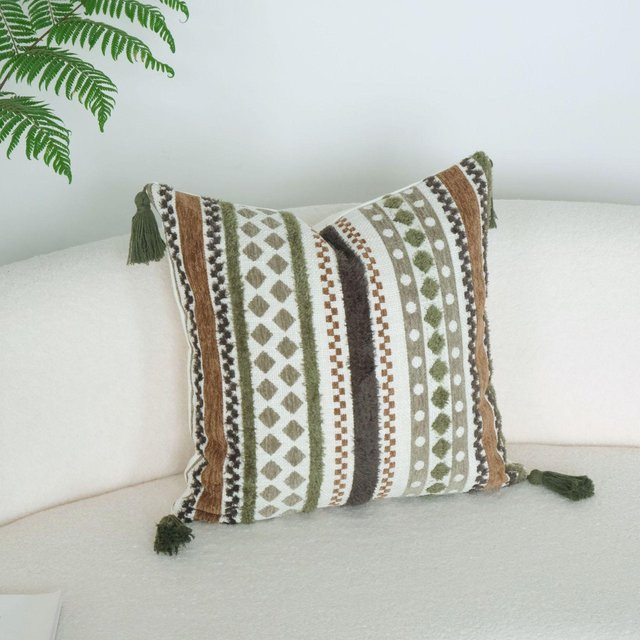 JMG Clothing Kissenhülle im Boho-Stil aus Baumwolle und Polyester, Dunkelgrün, B/H: 45 x 45 cm - Bild 1