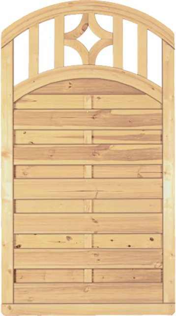 T & J Doppelbogen I Zaunelement Antikzaun-Serie aus kesseldruckimprägniertem Holz in Grün, B: 100 cm, H: 180 cm/160 cm - Bild 1